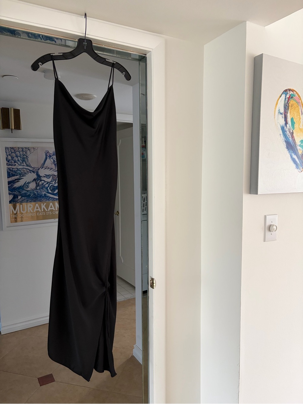 Zara Black Slip Maxi Dress with Cowl Neck - Picture 2 of 6